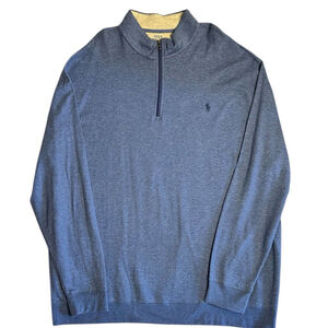 NWT Polo‎ Ralph Lauren Mens Blue Sweater Heather Lux Jersey Half Zip Size 3XLT